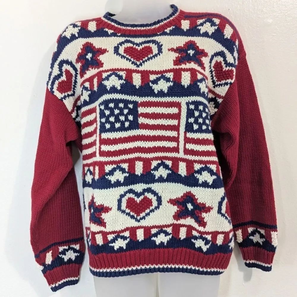 VTG Talbots Americana Prairiecore Cottagecore Barn Cozy Countryside Sweater M